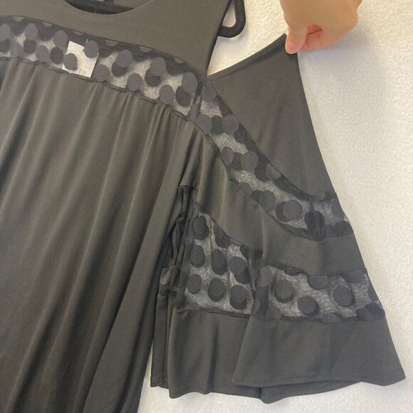 Nina Leonard Black Witchy Shift Dress Size 2X Short Cold Shoulder Swing NWT - Picture 8 of 12